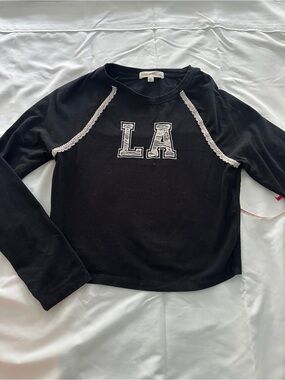 Sugar Moon Black LA Appliqué Long-Sleeve Tee